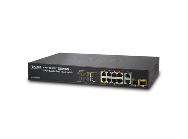 PoE+ Switch  8-port 10/100B/Tx +2xSFP TP/SFP Combo 802.3at 125W web smart 